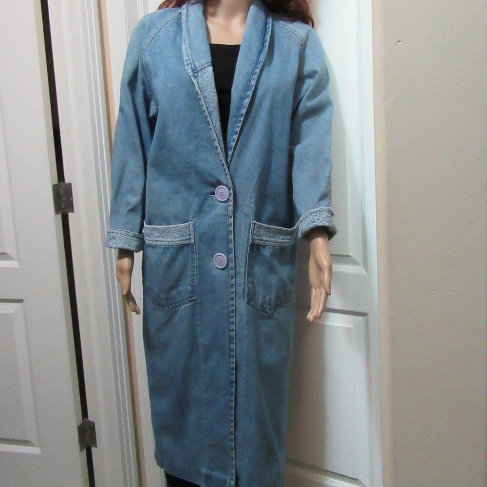 Ladies Longer Jean Coat Light blue color Galliano